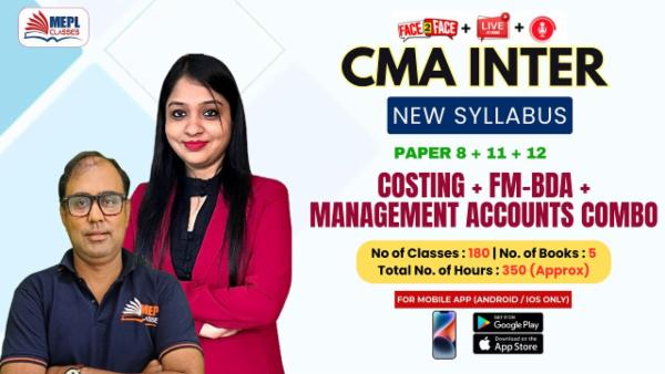 CMA INTER (NEW) - GROUP 1 & 2 - PAPER 8 + 11 + 12 - COST ACCOUNTING & FINANCIAL MANAGEMENT AND BUSINESS DATA ANALYTICS & MANAGEMENT ACCOUNTING COMBO - FOR MOBILE APP (ANDROID / IOS ONLY) cover