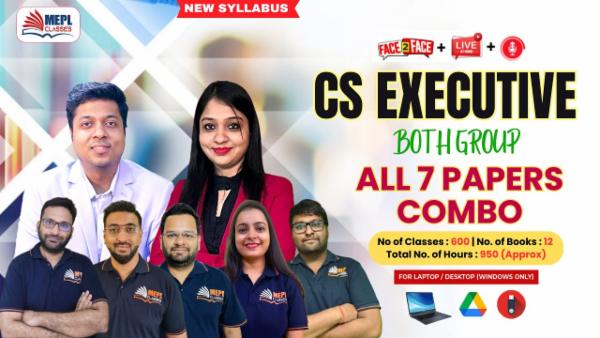 CS EXECUTIVE (NEW) - BOTH GROUP ALL PAPERS WITH TAX COMBO - LIVE AT HOME + FACE TO FACE + RECORDED BATCH - FOR LAPTOP/DESKTOP (WINDOWS ONLY) cover
