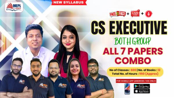 CS EXECUTIVE (NEW) - BOTH GROUP ALL PAPERS WITH TAX COMBO - LIVE AT HOME + FACE TO FACE + RECORDED BATCH - FOR MOBILE APP (ANDROID ONLY) cover