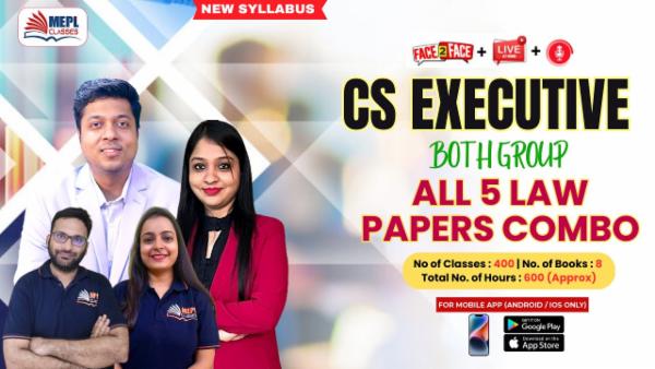 CS EXECUTIVE (NEW) - BOTH GROUP ALL 5 LAW PAPERS - LIVE AT HOME + FACE TO FACE + RECORDED BATCH - FOR MOBILE APP (ANDROID ONLY) cover