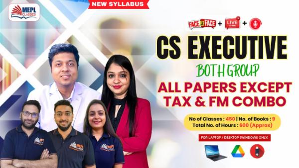 CS EXECUTIVE (NEW) - BOTH GROUP - ALL LAW PAPERS COMBO EXCEPT FM & TAX - LIVE AT HOME + FACE TO FACE + RECORDED BATCH - FOR LAPTOP/DESKTOP (WINDOWS ONLY) cover