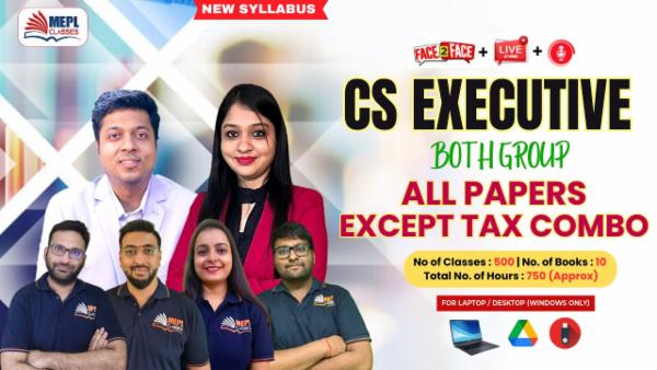 CS EXECUTIVE (NEW) - ALL PAPERS COMBO EXCEPT TAX - LIVE AT HOME + FACE TO FACE + RECORDED BATCH - FOR LAPTOP/DESKTOP (WINDOWS ONLY) cover