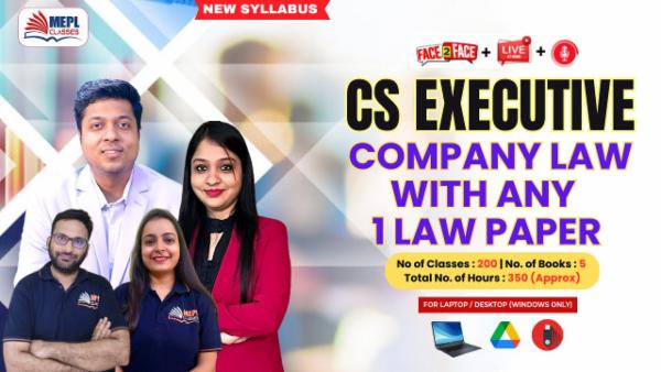 CS EXECUTIVE (NEW) - COMPANY LAW & ANY 1 LAW PAPER COMBO - LIVE AT HOME + FACE TO FACE + RECORDED BATCH - FOR LAPTOP/DESKTOP (WINDOWS ONLY) cover