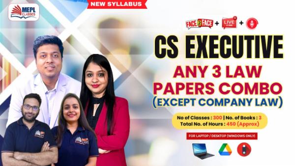 CS EXECUTIVE (NEW) - ANY 3 LAW PAPER COMBO EXCEPT COMPANY LAW - LIVE AT HOME + FACE TO FACE + RECORDED BATCH- FOR LAPTOP/DESKTOP (WINDOWS ONLY) cover