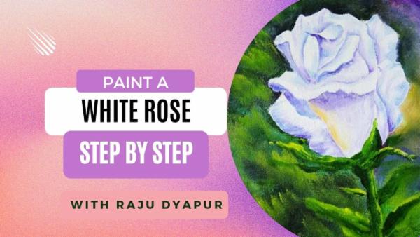 Impressionistic White Rose - Acrylic Painting cover