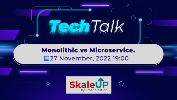 Monolithic vs Microservice. Tech Talk with Experts of Amazon, VMWARE and Siemens - by SkaleUP cover