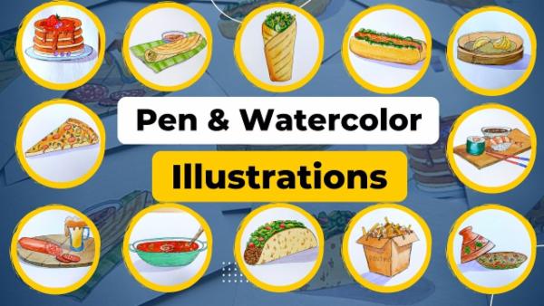 Watercolor Illustrations - Foods Around the World cover