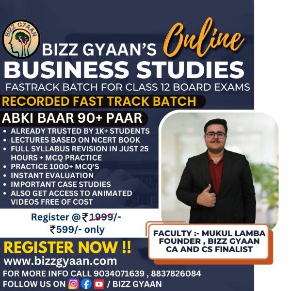 Fast Track Batch for Class 12 Business Studies for Board Exams cover