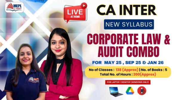 CA INTER (NEW) - CORPORATE LAW & AUDIT COMBO - LIVE AT HOME BATCH - FOR LAPTOP/DESKTOP (WINDOWS ONLY) cover