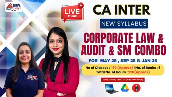 CA INTER (NEW) - CORPORATE LAW & AUDIT & SM COMBO - LIVE AT HOME BATCH - FOR LAPTOP/ DESKTOP (WINDOWS ONLY) cover