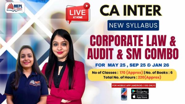 CA INTER (NEW) - CORPORATE LAW & AUDIT & SM COMBO - LIVE AT HOME BATCH - FOR MOBILE APP (ANDROID / IOS ONLY) cover