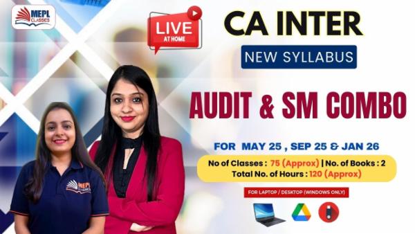 CA INTER (NEW) - AUDIT & SM COMBO - LIVE AT HOME BATCH - FOR LAPTOP/ DESKTOP (WINDOWS ONLY) cover