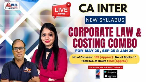 CA INTER (NEW) - CORPORATE LAW & COST AND MANAGEMENT ACCOUNTING COMBO - LIVE AT HOME BATCH - FOR MOBILE APP (ANDROID / IOS ONLY) cover