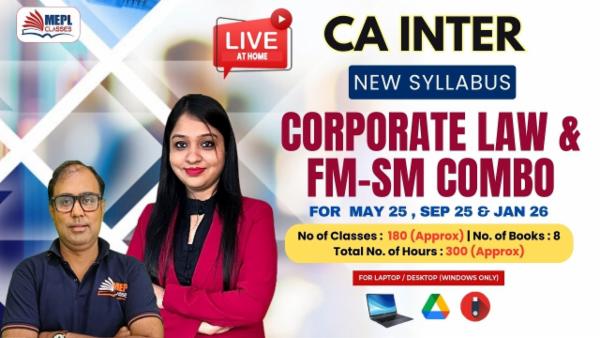 CA INTER (NEW) - CORPORATE LAW & FM-SM COMBO - LIVE AT HOME BATCH - FOR LAPTOP/ DESKTOP (WINDOWS ONLY) cover