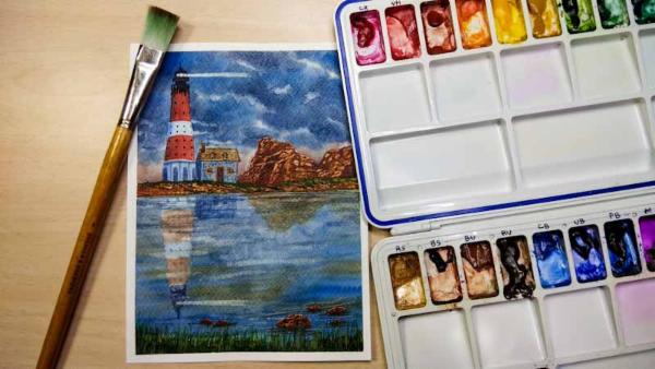 LIVE Stormy Sky and Light House - Watercolor Painting cover