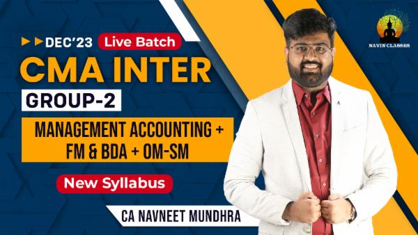 CMA Inter Management Accounting + FM & BDA + OM-SM Live Batch | New Syllabus cover