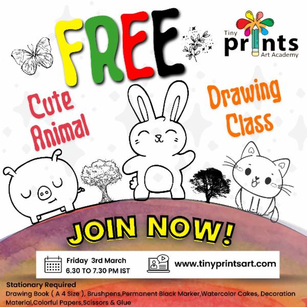 FREE Cute Animal Drawing Class cover