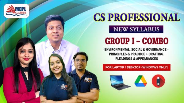 CS PROFESSIONAL (NEW) - GROUP 1 - ENVIRONMENTAL, SOCIAL & GOVERNANCE - PRINCIPLES & PRACTICE AND DRAFTING, PLEADINGS & APPEARANCES COMBO - FOR LAPTOP / DESKTOP (WINDOWS ONLY) cover