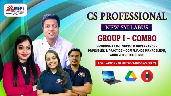 CS PROFESSIONAL (NEW) - ENVIRONMENTAL, SOCIAL & GOVERNANCE - PRINCIPLES & PRACTICE AND COMPLIANCE MANAGEMENT, AUDIT & DUE DILIGENCE COMBO - FOR LAPTOP / DESKTOP (WINDOWS ONLY) cover