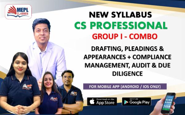 CS PROFESSIONAL (NEW) - DRAFTING, PLEADINGS & APPEARANCES AND COMPLIANCE MANAGEMENT, AUDIT & DUE DILIGENCE COMBO - FOR MOBILE APP (ANDROID ONLY) cover