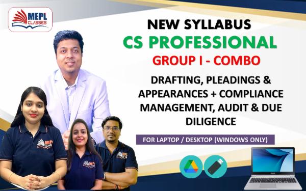 CS PROFESSIONAL (NEW) - DRAFTING, PLEADINGS & APPEARANCES AND COMPLIANCE MANAGEMENT, AUDIT & DUE DILIGENCE COMBO - FOR LAPTOP / DESKTOP (WINDOWS ONLY) cover