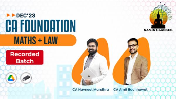 CA Foundation Mathematics & Law Combo | Recorded Lectures | Dec'23 cover