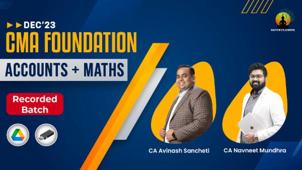 CMA Foundation Accounting & Maths Combo | Recorded Lectures | Dec'23 cover