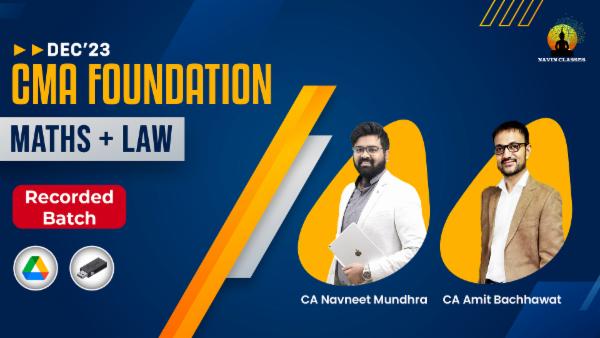CMA Foundation Mathematics & Law Combo | Recorded Lectures | Dec'23 cover