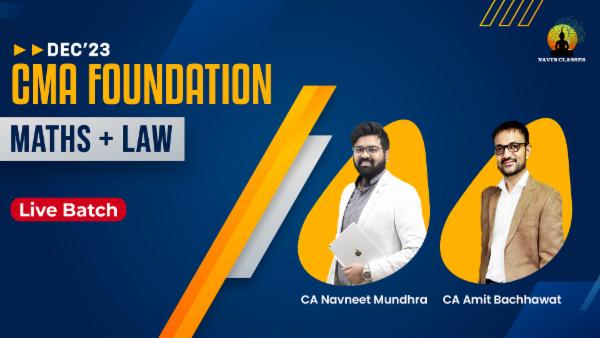 CMA Foundation Mathematics & Law Combo | Live Lectures | Dec'23 cover