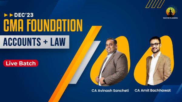 CMA Foundation Accounting & Law Combo | Live Lectures | Dec'23 cover
