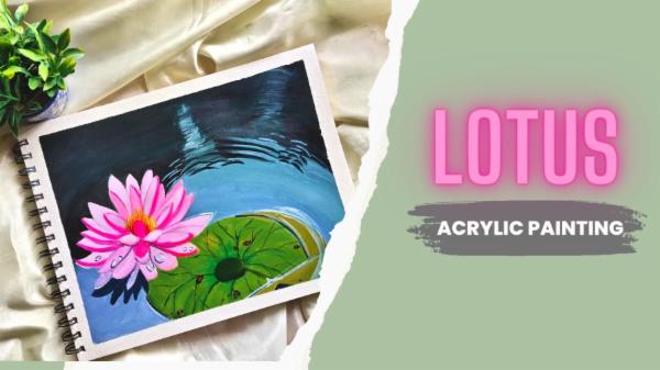 Lotus and Water Ripples- Acrylic Painting cover