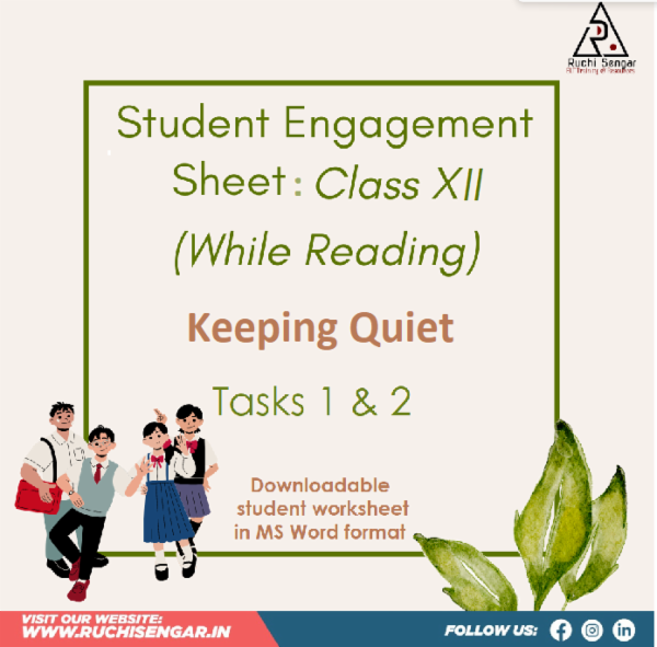 WHILE READING SHEET-Keeping Quiet cover