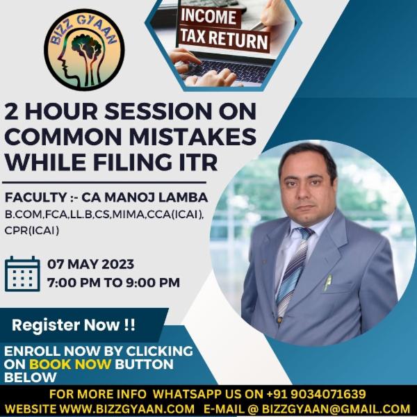 2 Hour Session Common Mistakes while Filing ITR cover