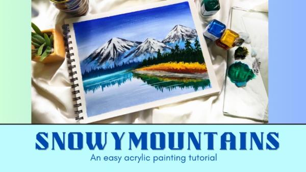 Snowy Mountains - An easy acrylic painting cover