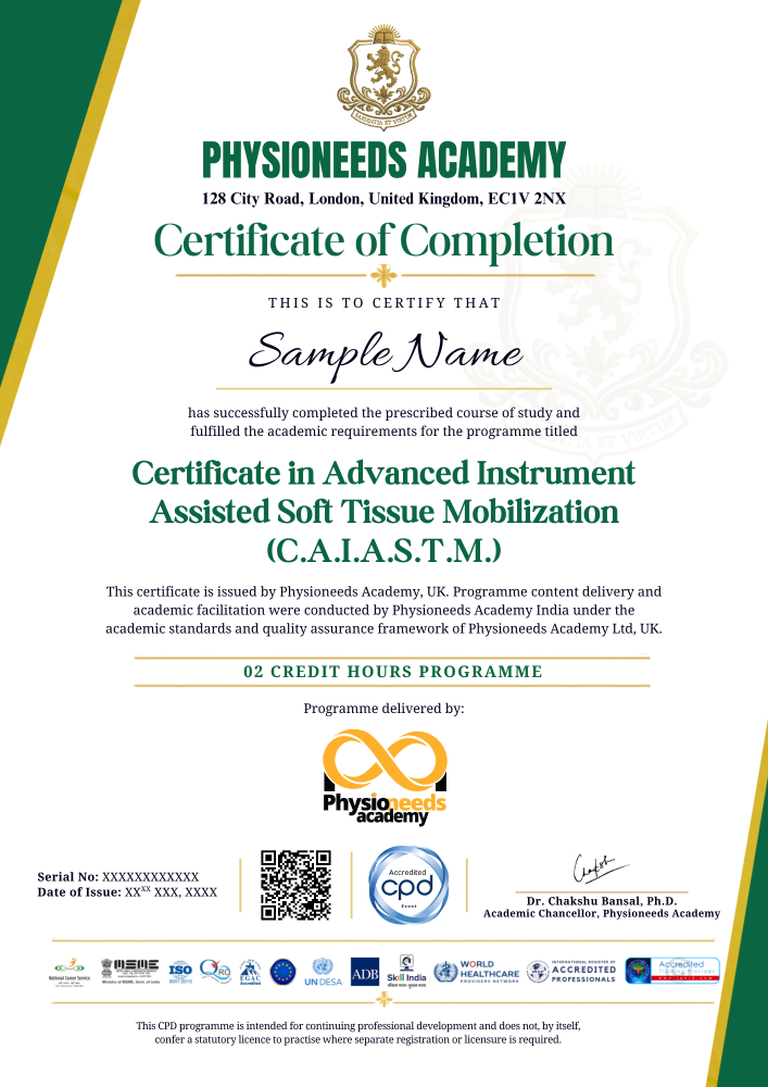 Sample Certificate in Advanced IASTM - landscape format
