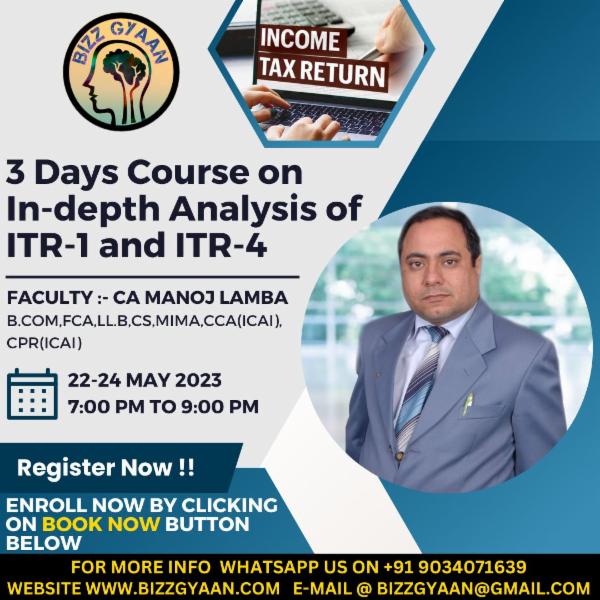 3 Days Course on In-depth Analysis of ITR-1 and ITR-4 cover