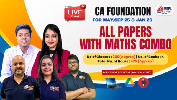 CA FOUNDATION (NEW) - LIVE AT HOME BATCH - ALL PAPERS WITH MATHS (COMBO) - FOR LAPTOP/DESKTOP (WINDOWS ONLY) cover