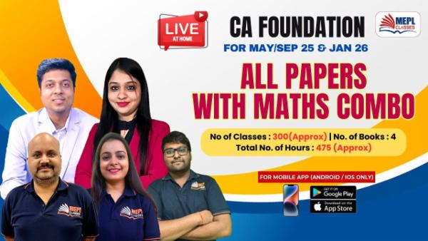 CA FOUNDATION (NEW) - LIVE AT HOME BATCH - ALL PAPERS WITH MATHS (COMBO) - FOR MOBILE APP (ANDROID / IOS ONLY) cover