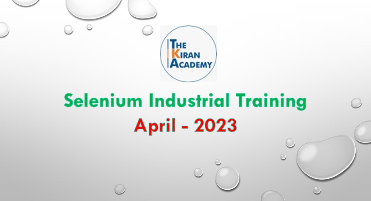 Selenium Industrial Training - April 2023 cover