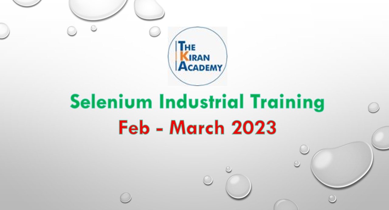 Selenium Industrial Training : Feb  - March 2023 cover