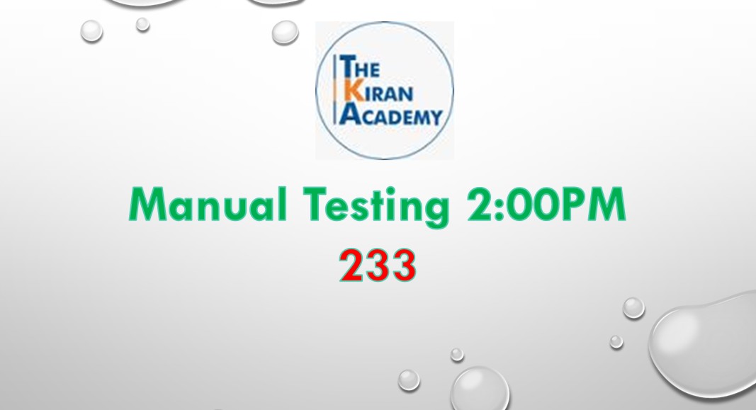 233 D Manual Testing 2 PM cover