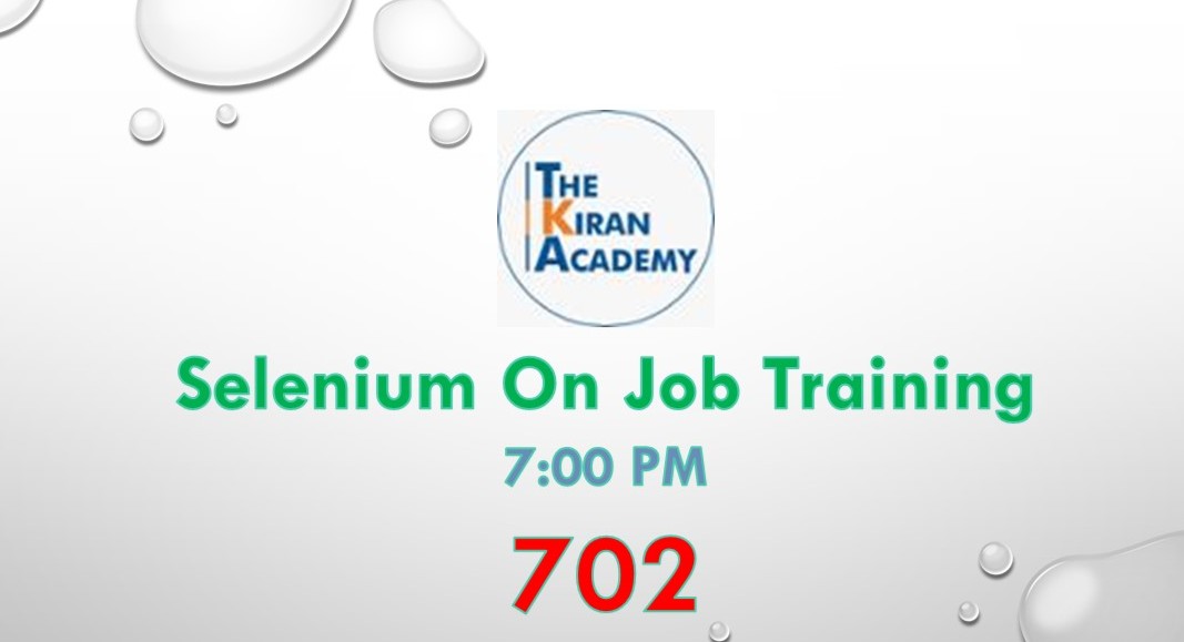 ON 702 Selenium OJT 7:00 PM cover