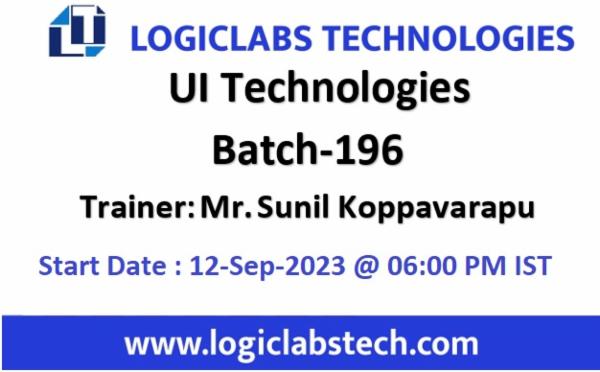 UI Technologies by Mr. Sunil Koppavarapu -Batch - 196 cover