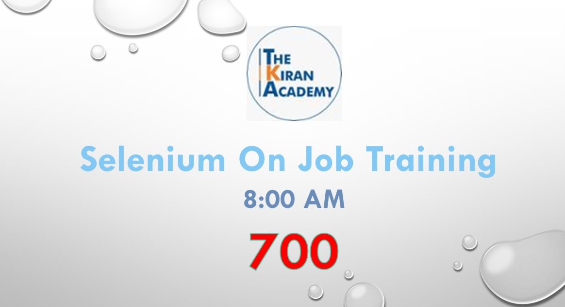 700 Selenium OJT Industrial Session 8:00AM cover