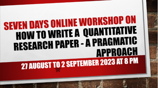 How to write a Quantitative research paper - A Pragmatic Approach cover