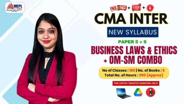 CMA INTER (NEW) - GROUP 1 & 2 - BUSINESS LAWS AND ETHICS & OM-SM COMBO - FOR LAPTOP/DESKTOP (WINDOWS ONLY) cover