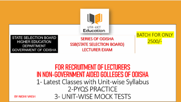 SSB-ODISHA | LECTURERS FOR NON.GOVT. AIDED COLLEGES OF ODISHA| COURSE -LATEST 2024 cover