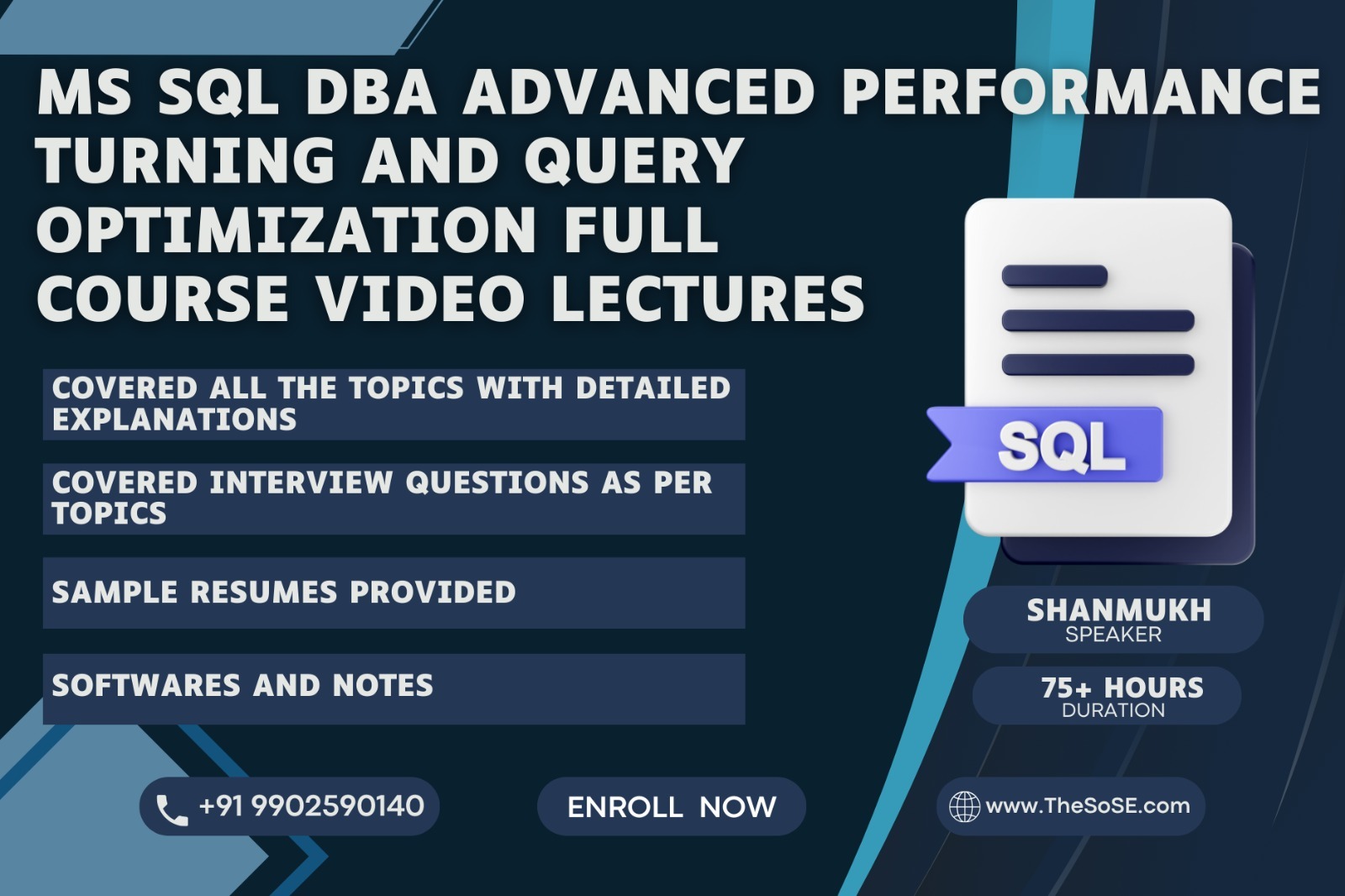 MS Sql DBA Advanced Performance Tuning and Query Optimization Live Class