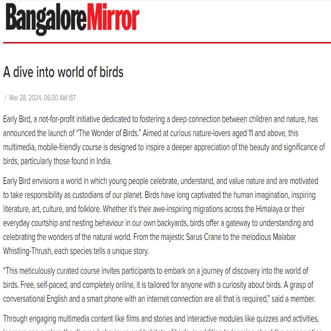 A dive into world of birds | Bangalore Mirror