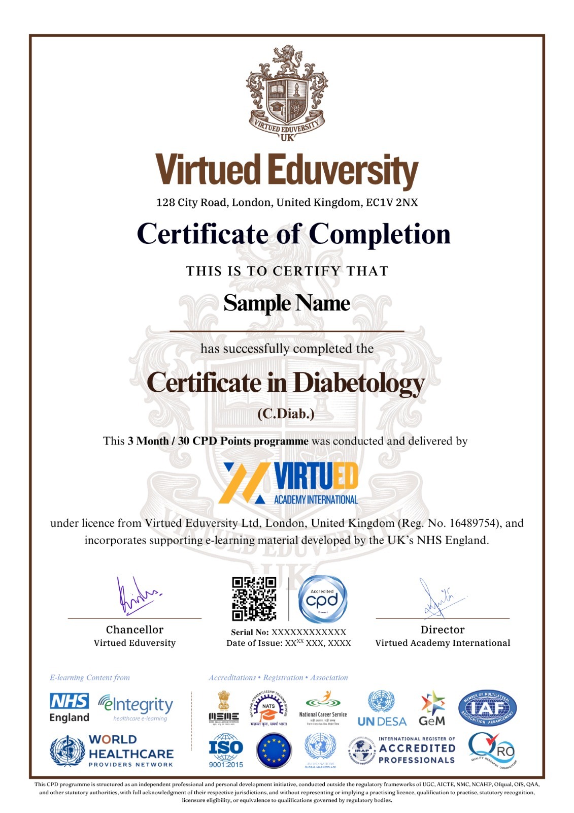 Certificate in Diabetology certificate 1
